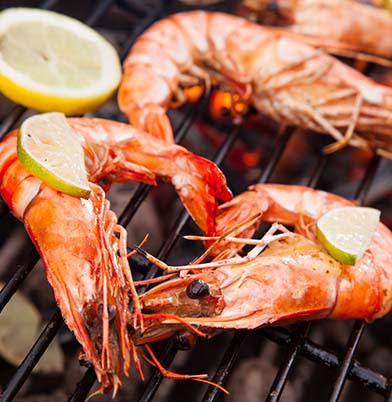 Omica Gas BBQ Grill - Grilled Prawns